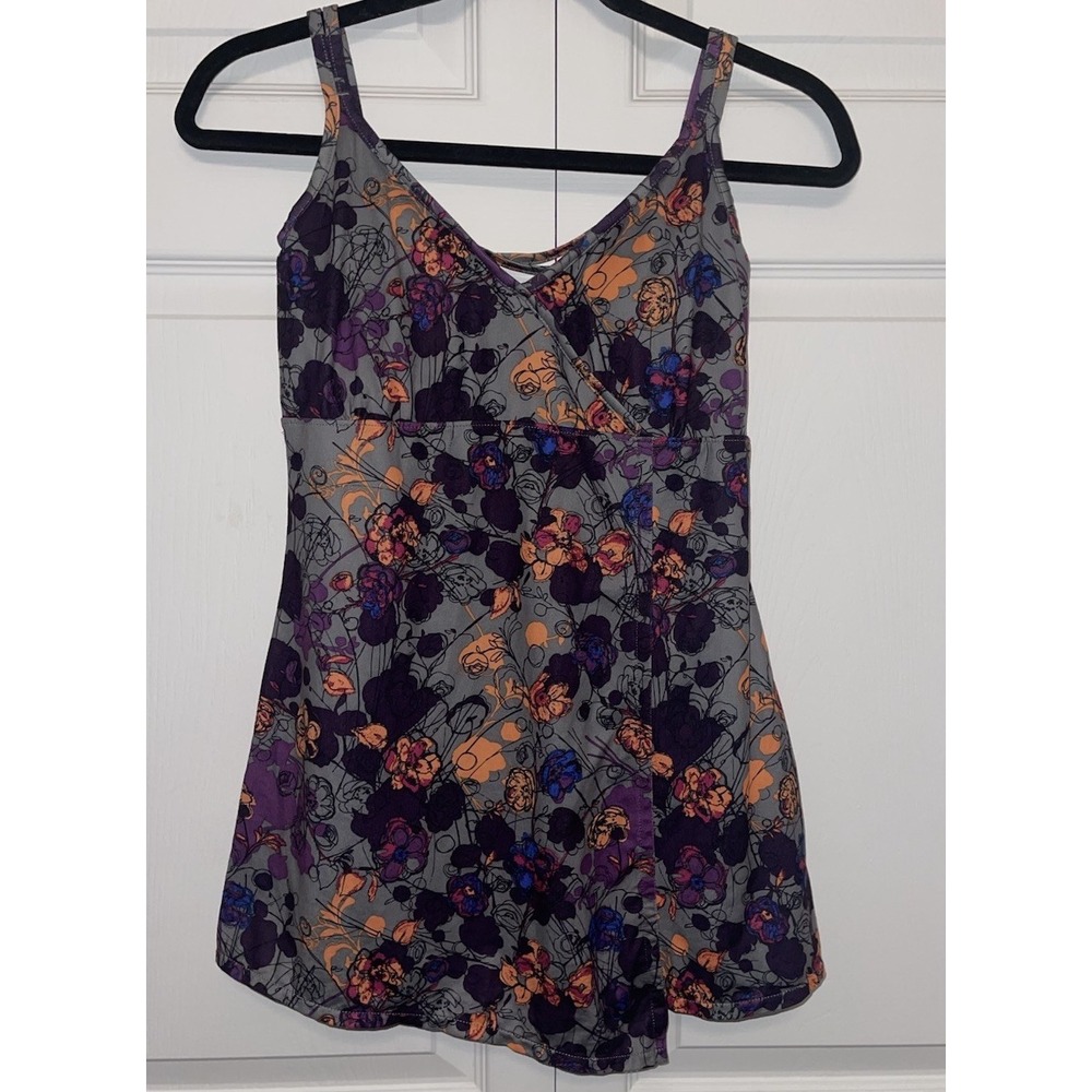 REI CO-OP Sariska Tunic Print Bra Top Tank Purple Women's 4 Athleisure Lagenlook - Picture 2 of 6